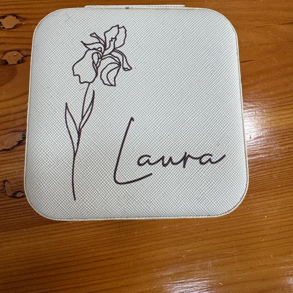 Cream Floral Jewelry Case- travel